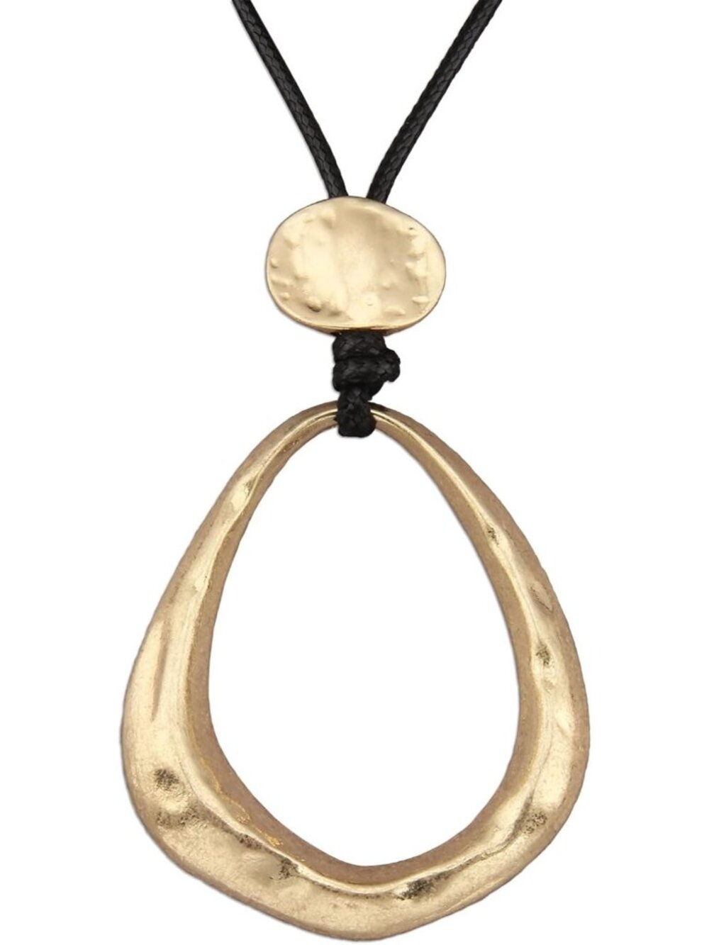 Women's Boho Gold Abstract Loop Pendant Necklace Geometric Black Cord Choker